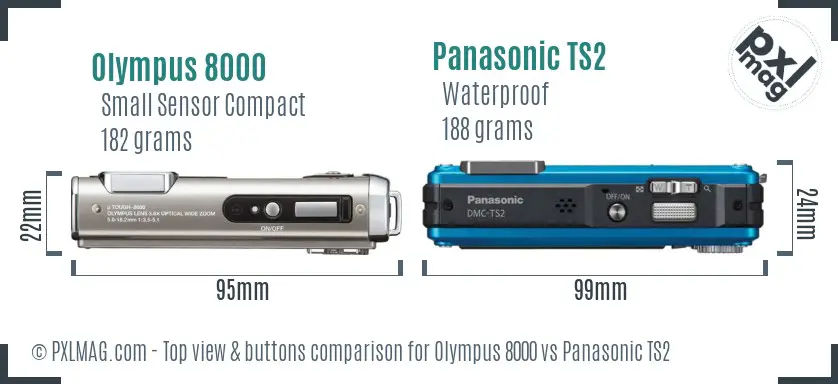 Olympus 8000 vs Panasonic TS2 top view buttons comparison