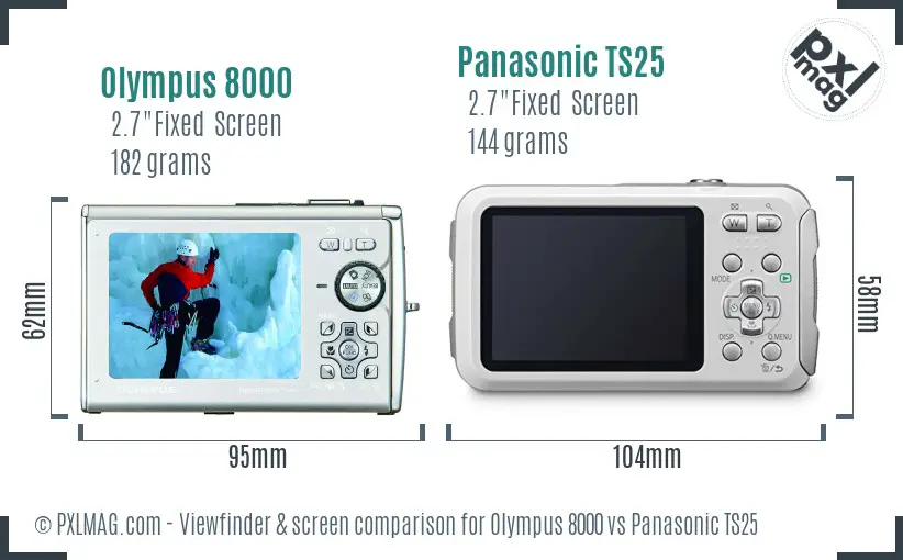 Olympus 8000 vs Panasonic TS25 Screen and Viewfinder comparison