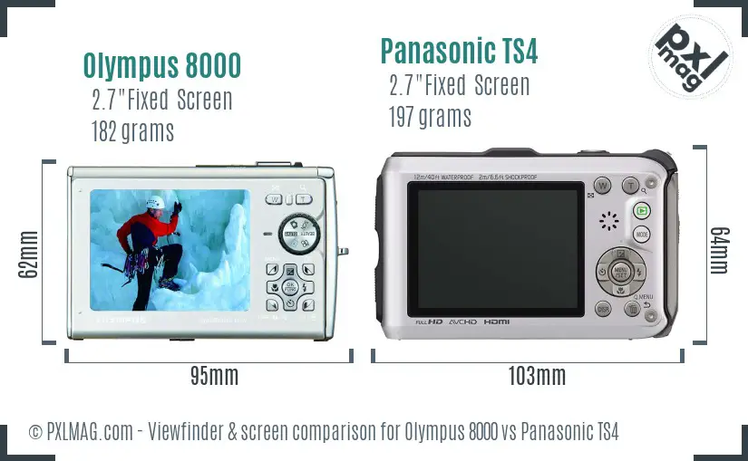 Olympus 8000 vs Panasonic TS4 Screen and Viewfinder comparison