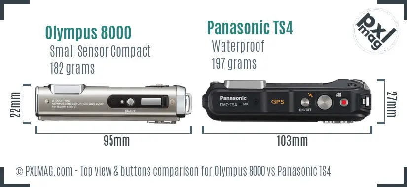 Olympus 8000 vs Panasonic TS4 top view buttons comparison