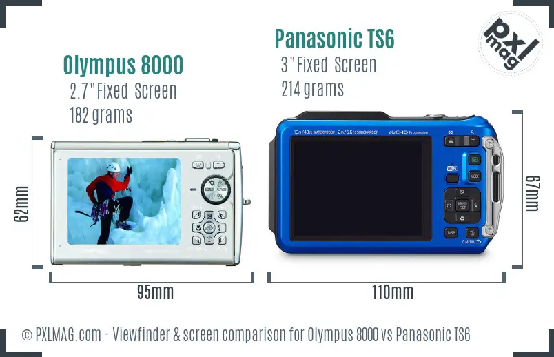 Olympus 8000 vs Panasonic TS6 Screen and Viewfinder comparison