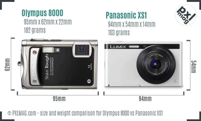 Olympus 8000 vs Panasonic XS1 size comparison