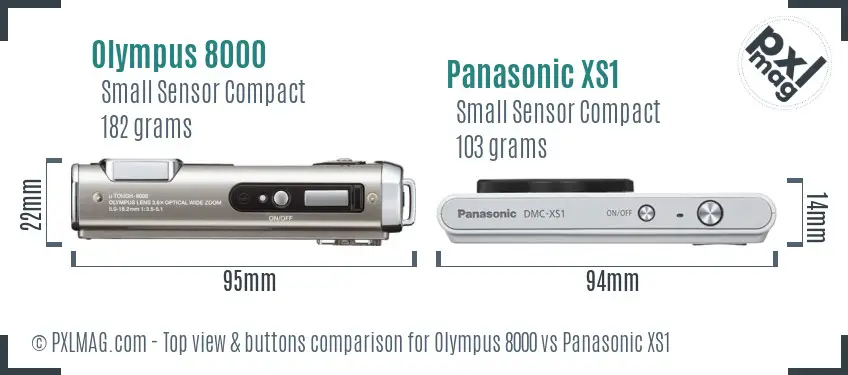 Olympus 8000 vs Panasonic XS1 top view buttons comparison