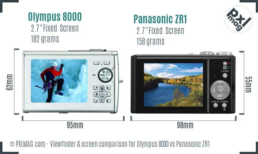 Olympus 8000 vs Panasonic ZR1 Screen and Viewfinder comparison