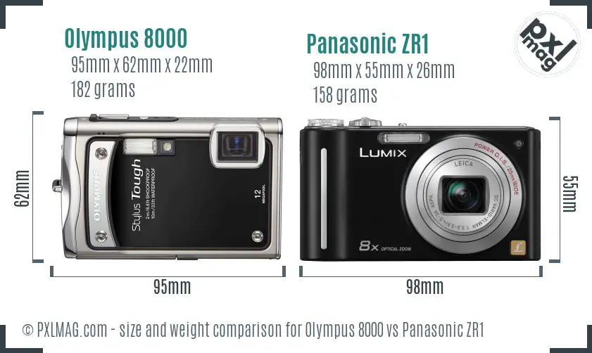 Olympus 8000 vs Panasonic ZR1 size comparison