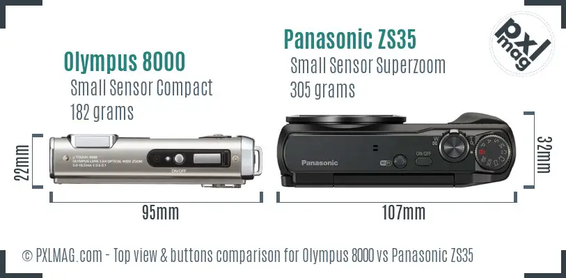 Olympus 8000 vs Panasonic ZS35 top view buttons comparison