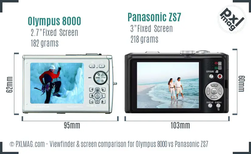 Olympus 8000 vs Panasonic ZS7 Screen and Viewfinder comparison