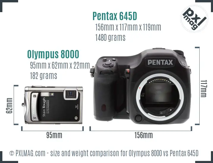 Olympus 8000 vs Pentax 645D size comparison