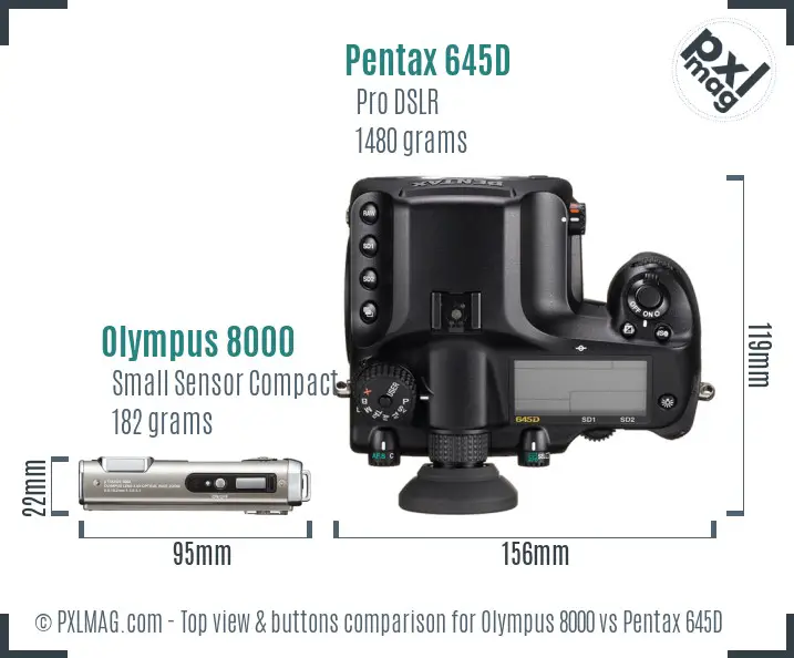 Olympus 8000 vs Pentax 645D top view buttons comparison