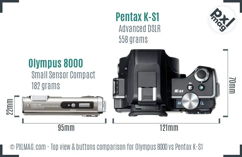 Olympus 8000 vs Pentax K-S1 top view buttons comparison
