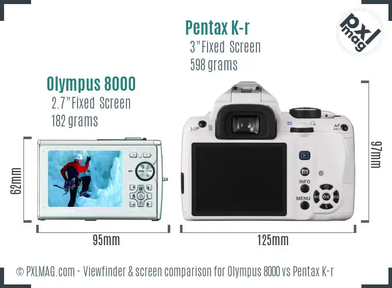 Olympus 8000 vs Pentax K-r Screen and Viewfinder comparison Olympus 8000 vs Pentax K-r Screen and Viewfinder comparison