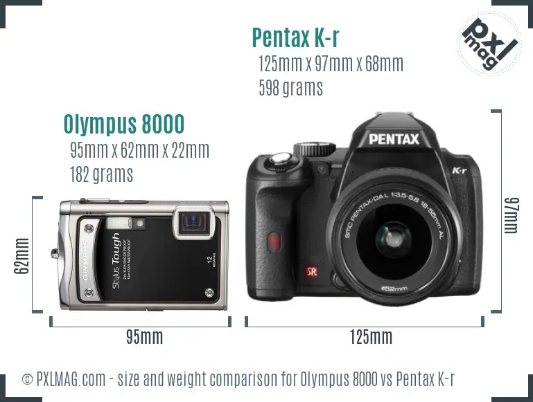 Olympus 8000 vs Pentax K-r size comparison Olympus 8000 vs Pentax K-r size comparison