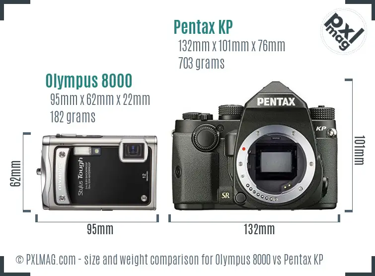 Olympus 8000 vs Pentax KP size comparison