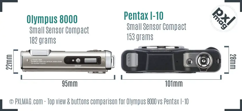 Olympus 8000 vs Pentax I-10 top view buttons comparison