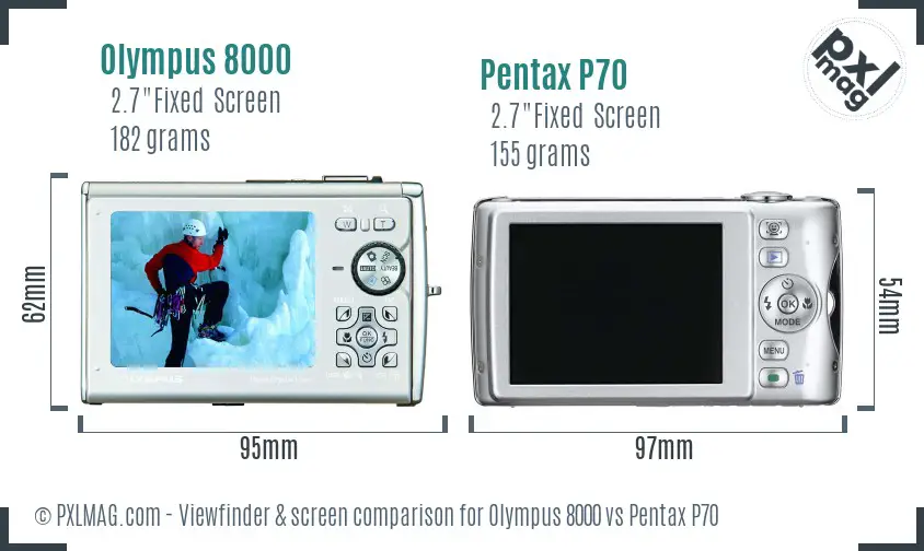 Olympus 8000 vs Pentax P70 Screen and Viewfinder comparison