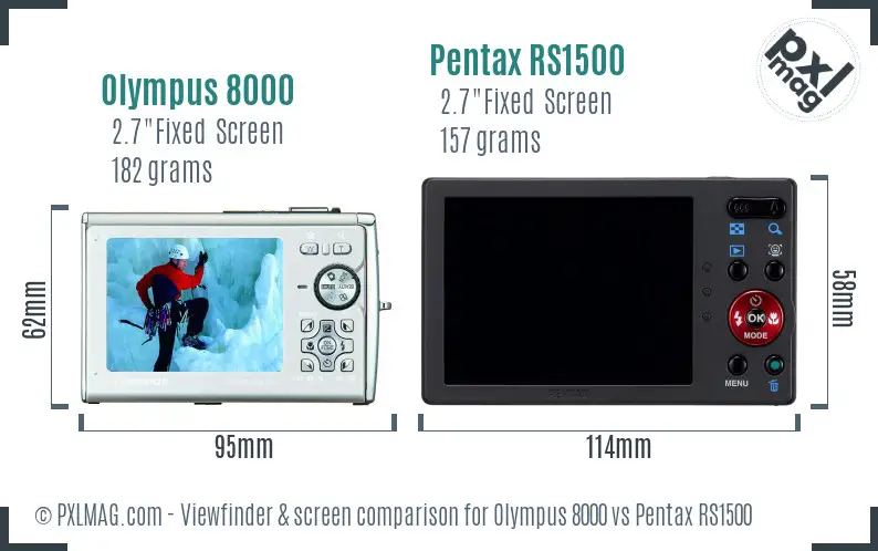 Olympus 8000 vs Pentax RS1500 Screen and Viewfinder comparison