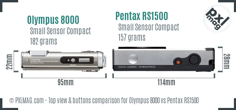 Olympus 8000 vs Pentax RS1500 top view buttons comparison