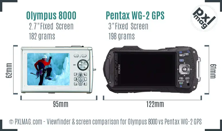 Olympus 8000 vs Pentax WG-2 GPS Screen and Viewfinder comparison