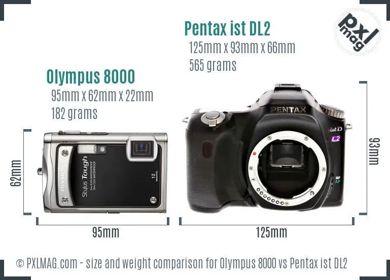 Olympus 8000 vs Pentax ist DL2 size comparison