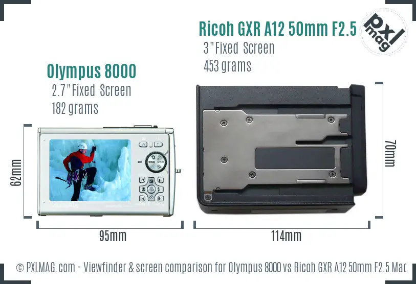 Olympus 8000 vs Ricoh GXR A12 50mm F2.5 Macro Screen and Viewfinder comparison Olympus 8000 vs Ricoh GXR A12 50mm F2.5 Macro Screen and Viewfinder comparison