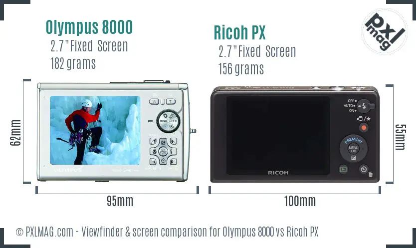Olympus 8000 vs Ricoh PX Screen and Viewfinder comparison Olympus 8000 vs Ricoh PX Screen and Viewfinder comparison