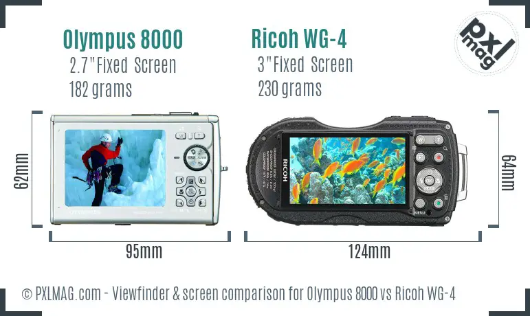 Olympus 8000 vs Ricoh WG-4 Screen and Viewfinder comparison Olympus 8000 vs Ricoh WG-4 Screen and Viewfinder comparison