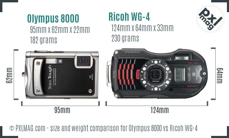 Olympus 8000 vs Ricoh WG-4 size comparison Olympus 8000 vs Ricoh WG-4 size comparison