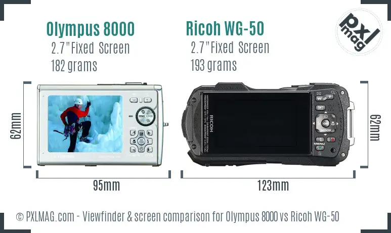 Olympus 8000 vs Ricoh WG-50 Screen and Viewfinder comparison