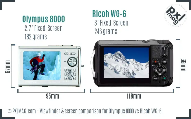 Olympus 8000 vs Ricoh WG-6 Screen and Viewfinder comparison