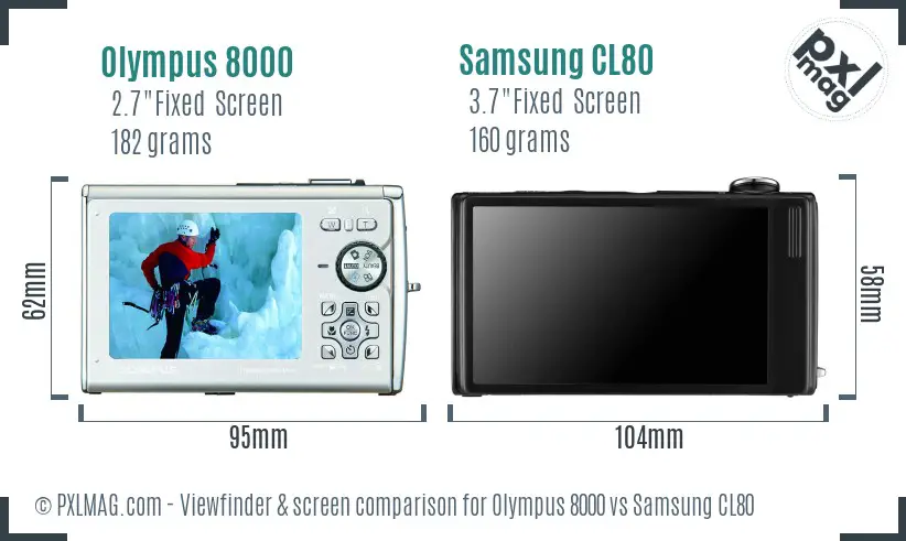 Olympus 8000 vs Samsung CL80 Screen and Viewfinder comparison