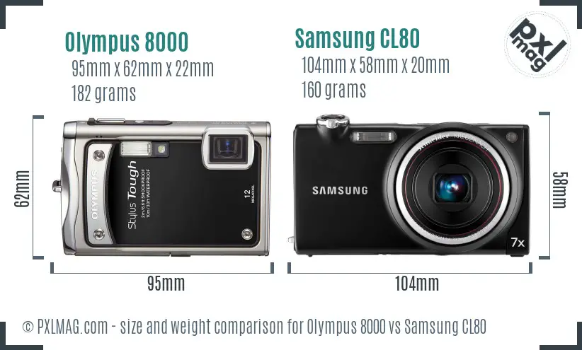 Olympus 8000 vs Samsung CL80 size comparison