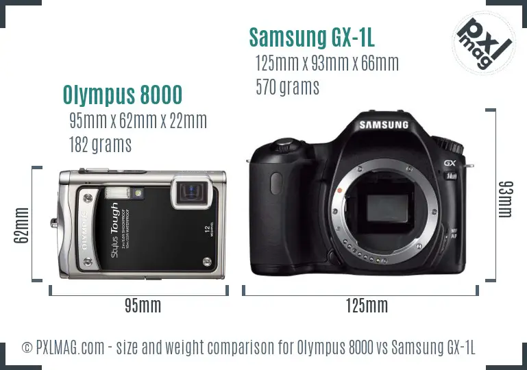 Olympus 8000 vs Samsung GX-1L size comparison