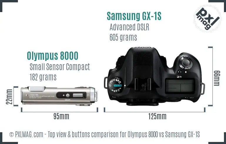 Olympus 8000 vs Samsung GX-1S top view buttons comparison
