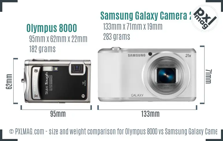 Olympus 8000 vs Samsung Galaxy Camera 2 size comparison