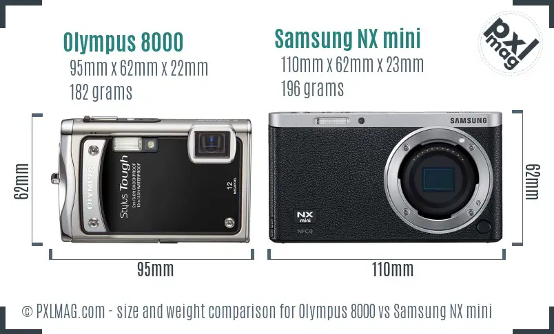 Olympus 8000 vs Samsung NX mini size comparison Olympus 8000 vs Samsung NX mini size comparison