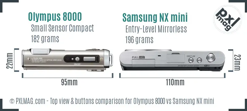 Olympus 8000 vs Samsung NX mini top view buttons comparison