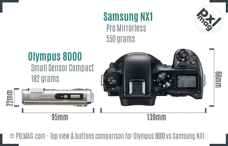 Olympus 8000 vs Samsung NX1 top view buttons comparison