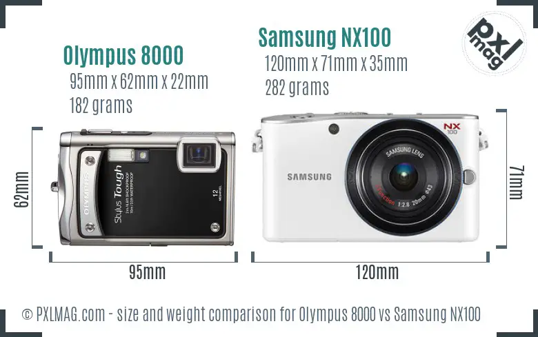Olympus 8000 vs Samsung NX100 size comparison