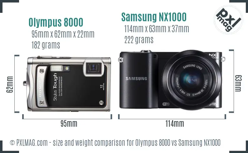 Olympus 8000 vs Samsung NX1000 size comparison