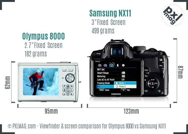 Olympus 8000 vs Samsung NX11 Screen and Viewfinder comparison Olympus 8000 vs Samsung NX11 Screen and Viewfinder comparison