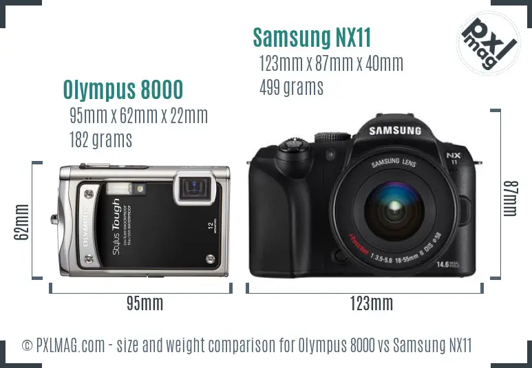Olympus 8000 vs Samsung NX11 size comparison Olympus 8000 vs Samsung NX11 size comparison