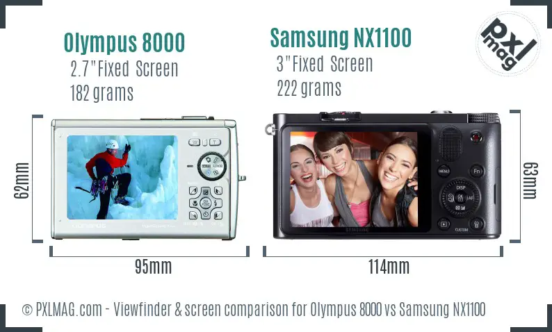 Olympus 8000 vs Samsung NX1100 Screen and Viewfinder comparison