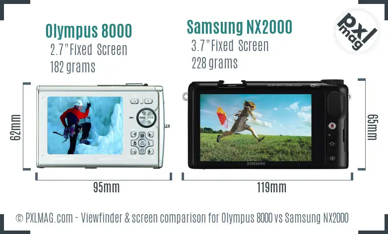 Olympus 8000 vs Samsung NX2000 Screen and Viewfinder comparison