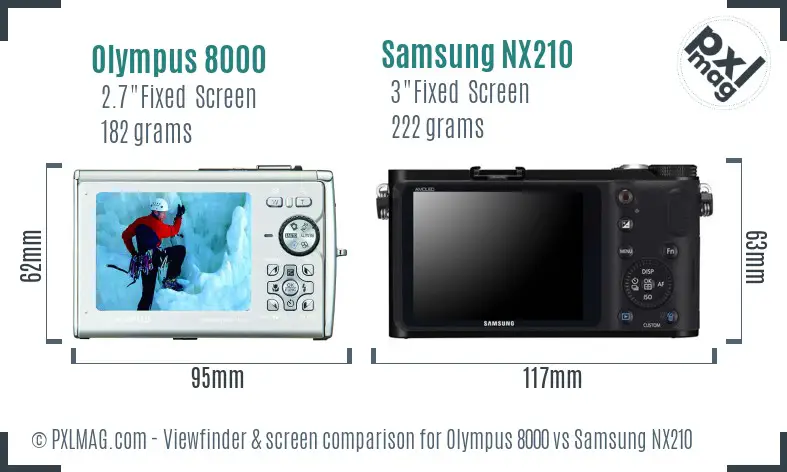 Olympus 8000 vs Samsung NX210 Screen and Viewfinder comparison