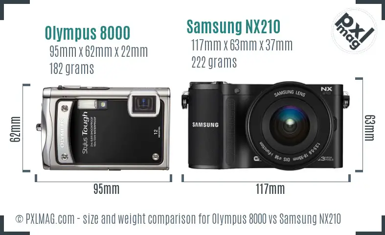 Olympus 8000 vs Samsung NX210 size comparison