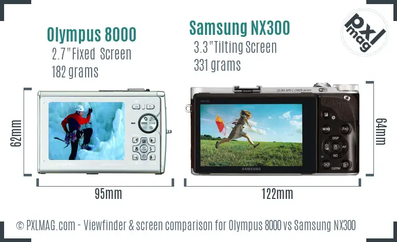 Olympus 8000 vs Samsung NX300 Screen and Viewfinder comparison