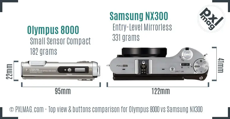 Olympus 8000 vs Samsung NX300 top view buttons comparison