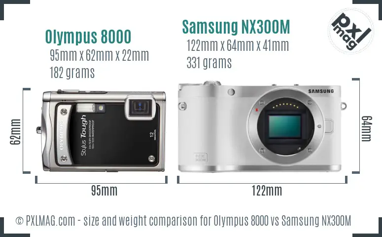 Olympus 8000 vs Samsung NX300M size comparison