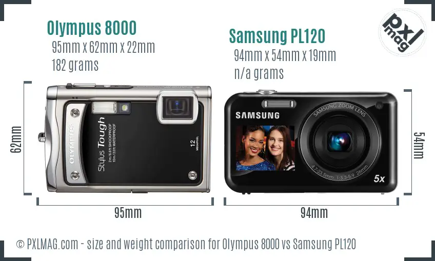 Olympus 8000 vs Samsung PL120 size comparison