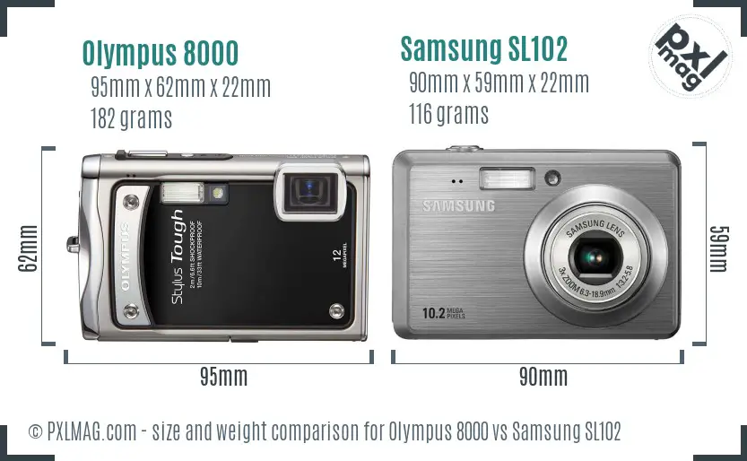 Olympus 8000 vs Samsung SL102 size comparison Olympus 8000 vs Samsung SL102 size comparison